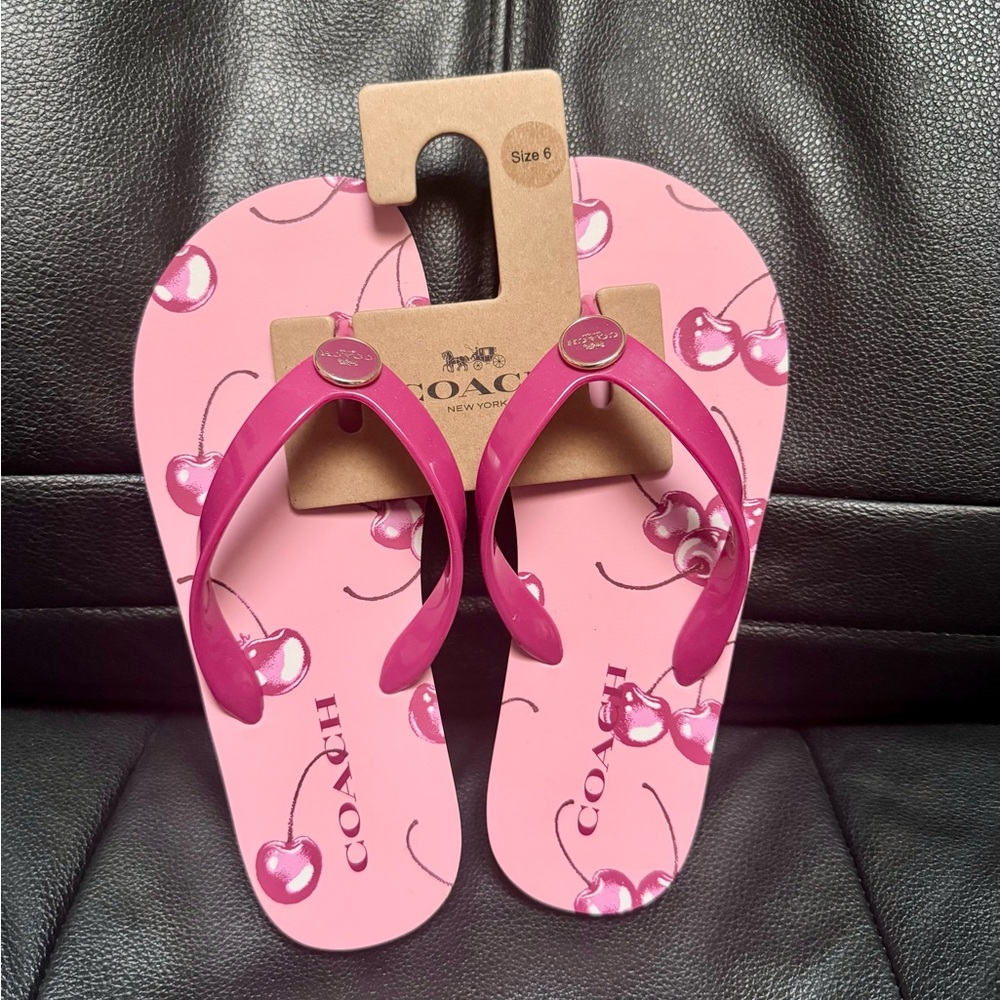 Coach Zayn Flip Flops Cherry (Pink) - Size 6 CR856 NWT SAME DAY SHIPPING